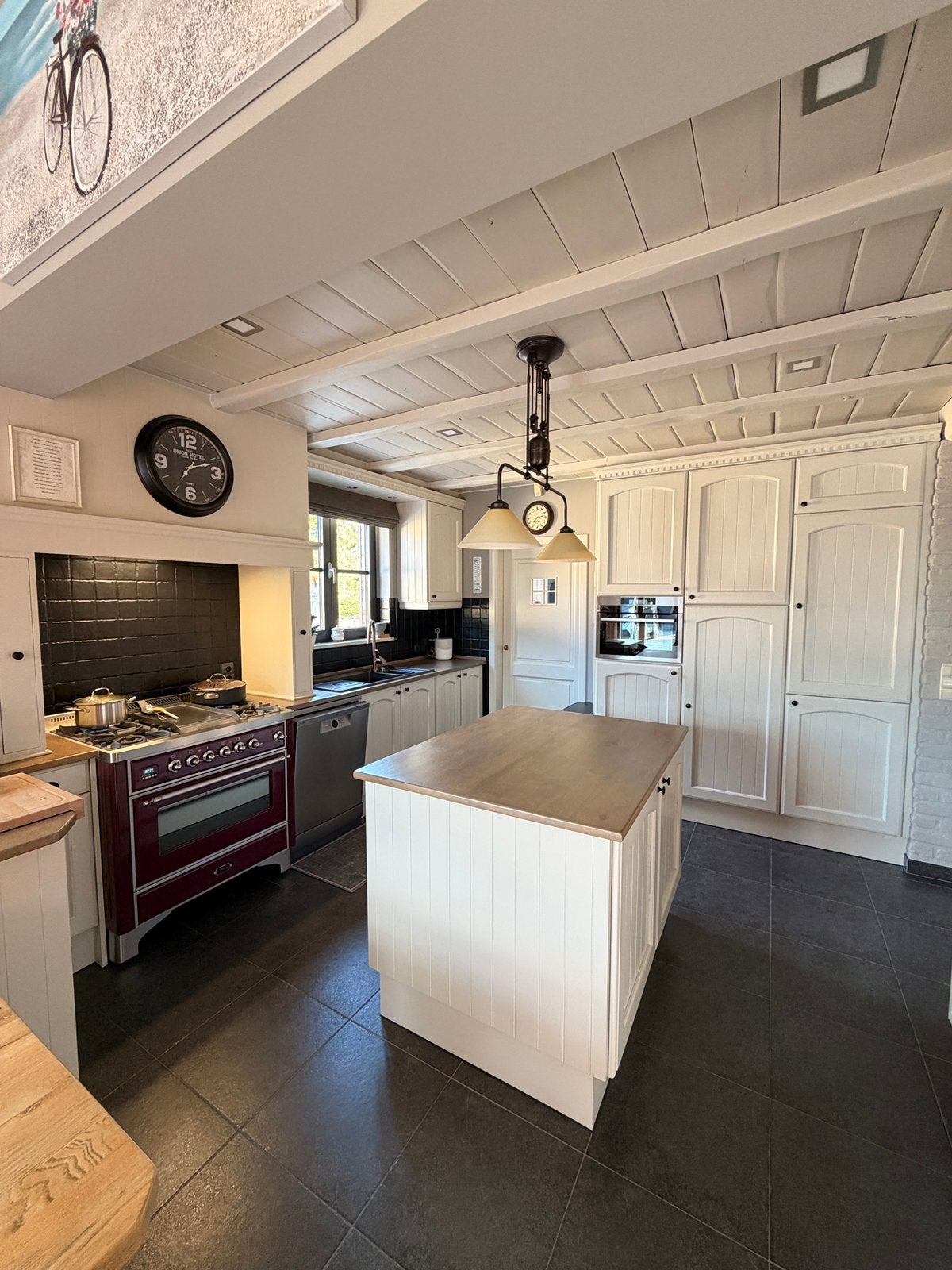 Prachtige landelijke maatkeuken incl. Boretti Majestic, Ophalen, Gebruikt, Hout, Met kookeiland