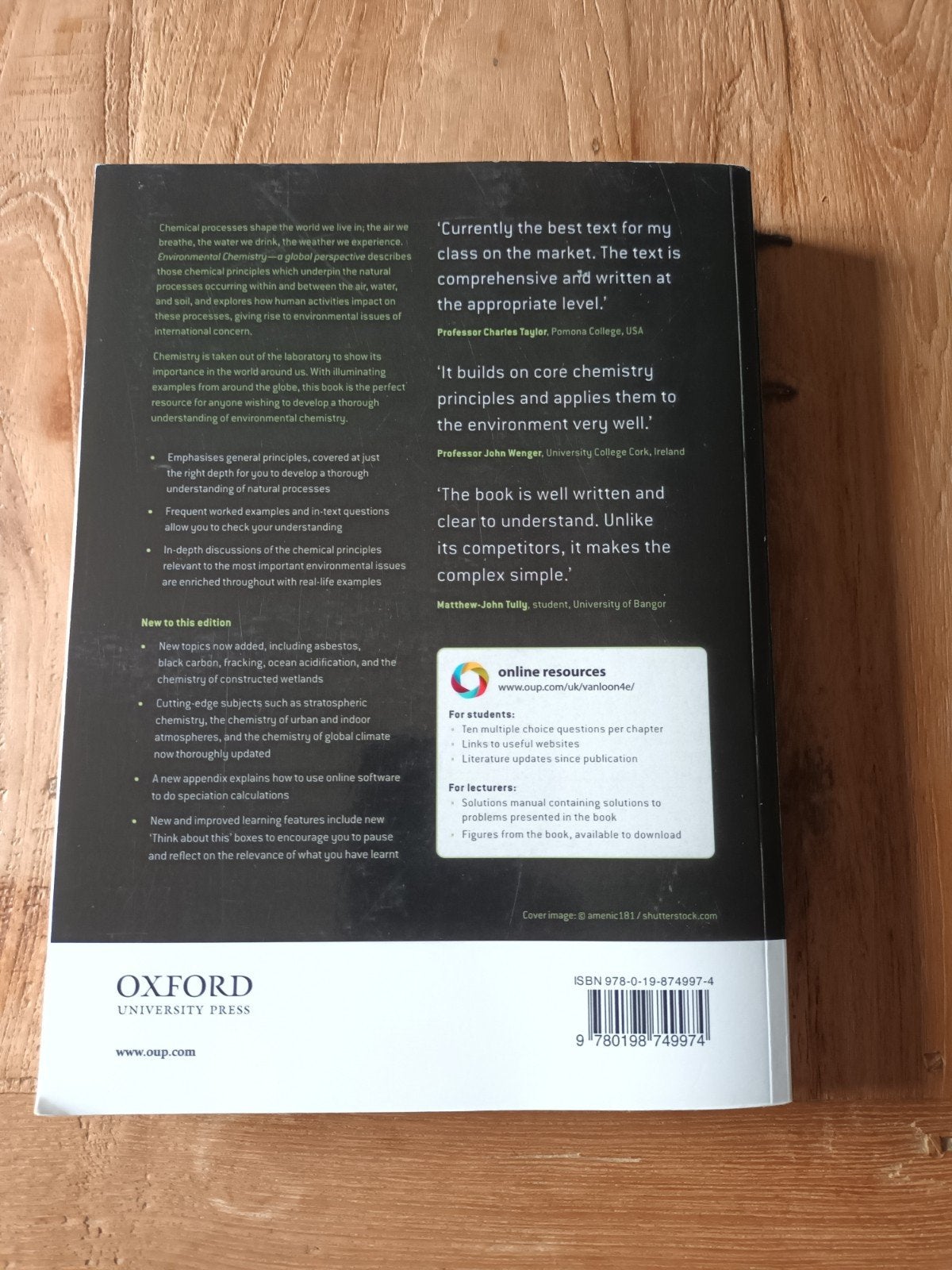 Environmental Chemistry ( A global perspective ), Boeken, Ophalen of Verzenden, Gary W. vanLoon, Stephen J. Duffy