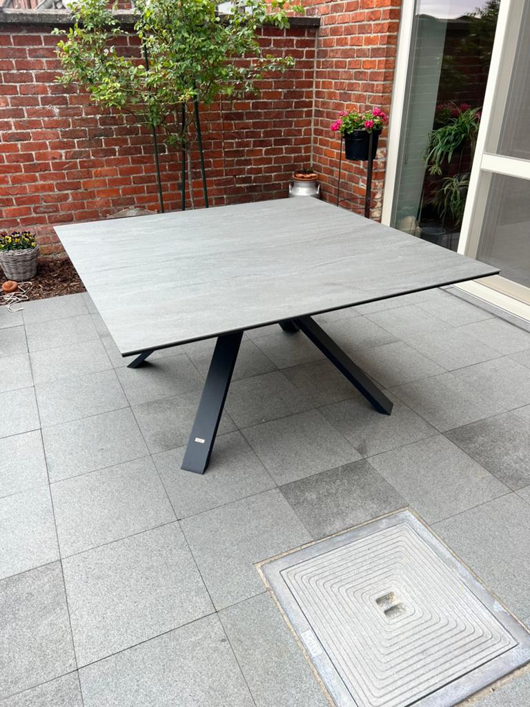 Luxe tuinset keramische tafel + 8 alu stoelen NIEUWSTAAT, Ophalen, Zo goed als nieuw, Aluminium