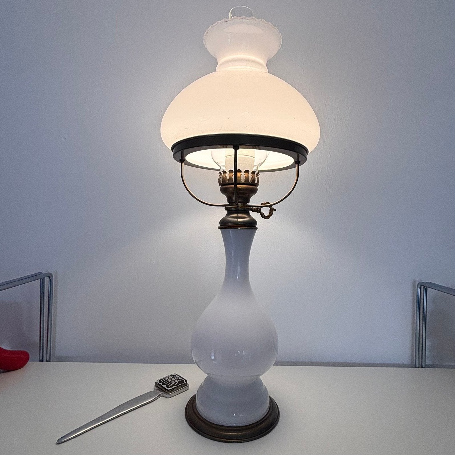 Lampe de table vintage en opaline des années 60/70, Enlèvement, Utilisé
