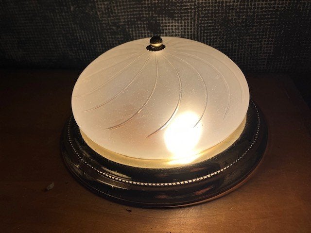 PLAFONNIER VINTAGE ROND MASSIVE 00/1632 Années 60 NEUF 23 CM, Vintage, Comme neuf, E27 (grand), Autres marques
