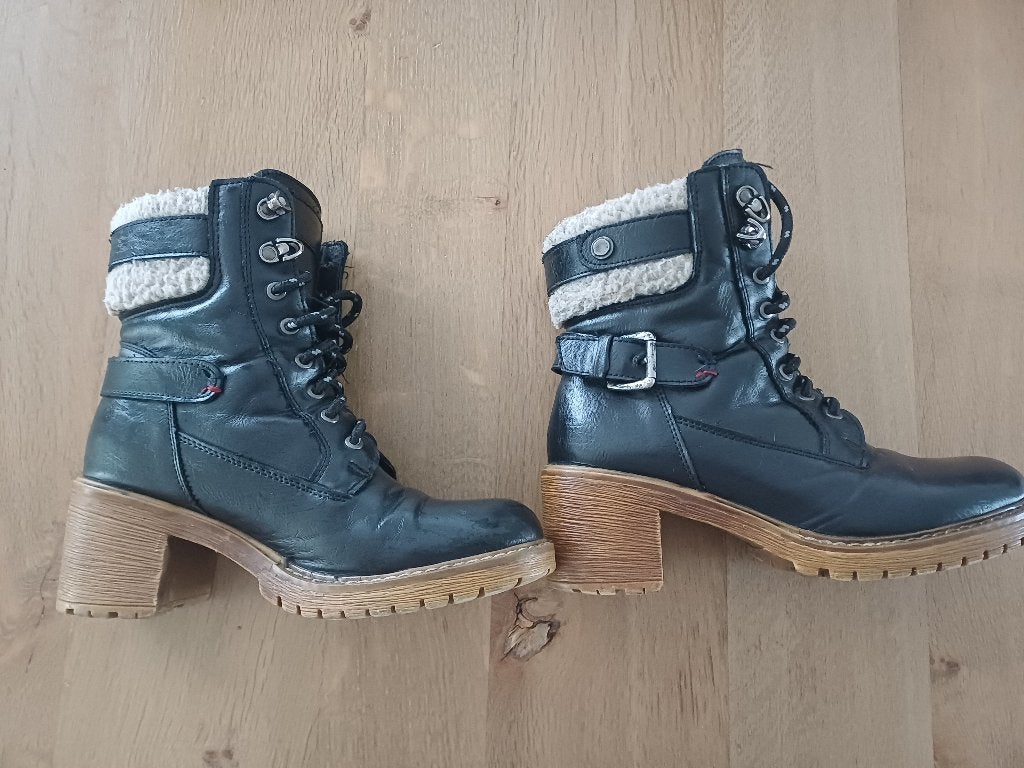 Bottines en cuir doublées chaudes (taille 37), Enlèvement ou Envoi, Comme neuf, Boots et Botinnes, Geen merk