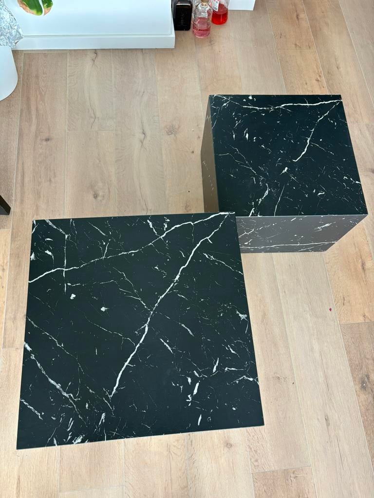 Set van 2 vierkante salontafels met marmereffect, Maison & Meubles, Tables | Tables de salon, Moins de 50 cm, 50 à 100 cm, Carré
