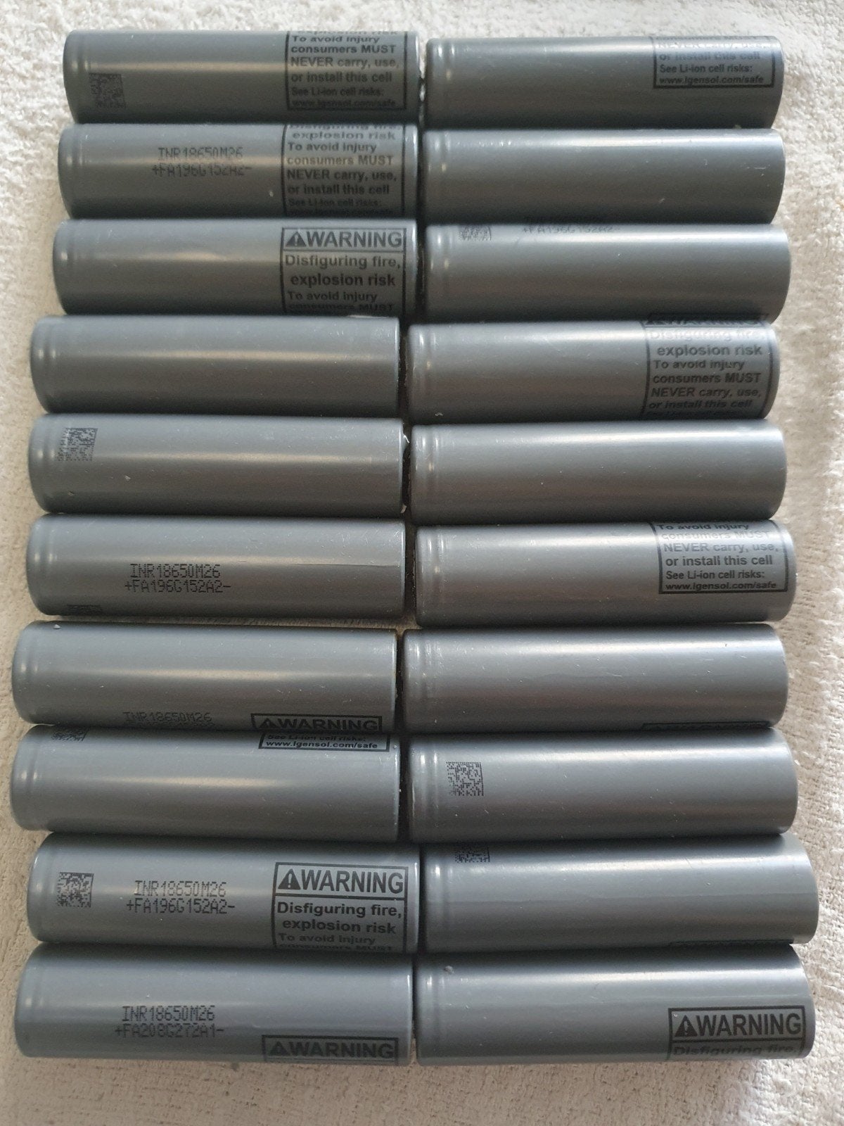 Lot de 20 cellules lg 2200mah 26e 18650 batterie trottinette, Envoi