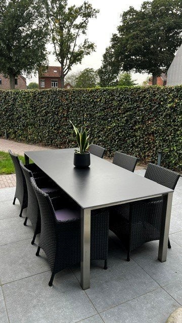 Tuintafel met 6 tuinstoelen, Ophalen, Gebruikt, Rechthoekig, Aluminium