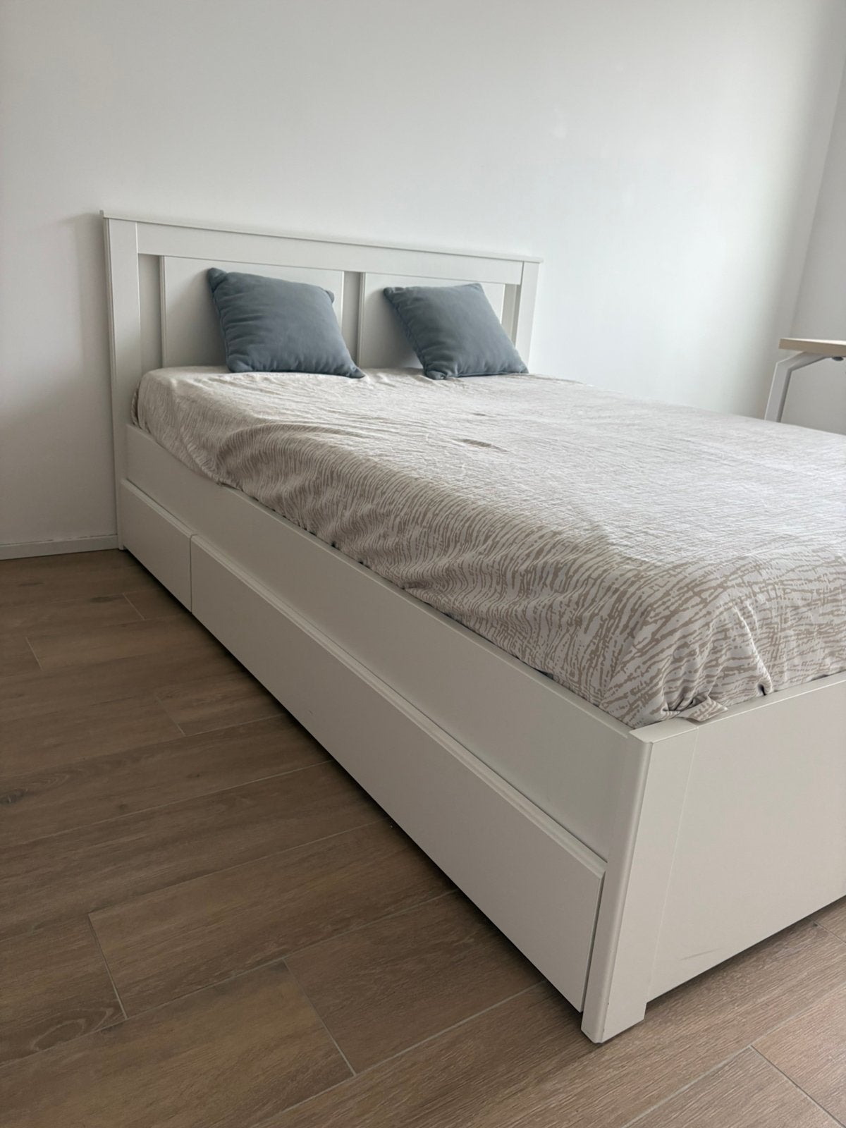 Lit complet blanc bois ikea SONGESAND 140x 200, Enlèvement, Comme neuf