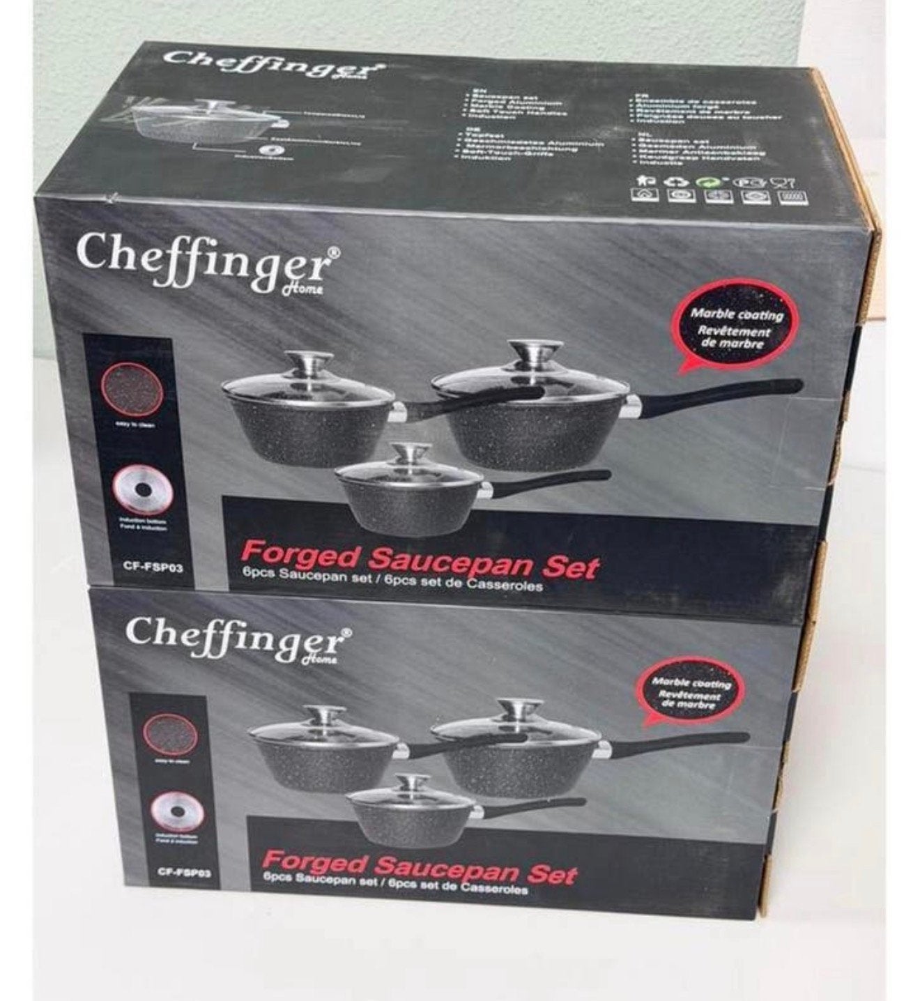 Set de casseroles Cheffinger 16 18 20 cm à couvercle, Neuf, Enlèvement ou Envoi, Aluminium, Plaque céramique