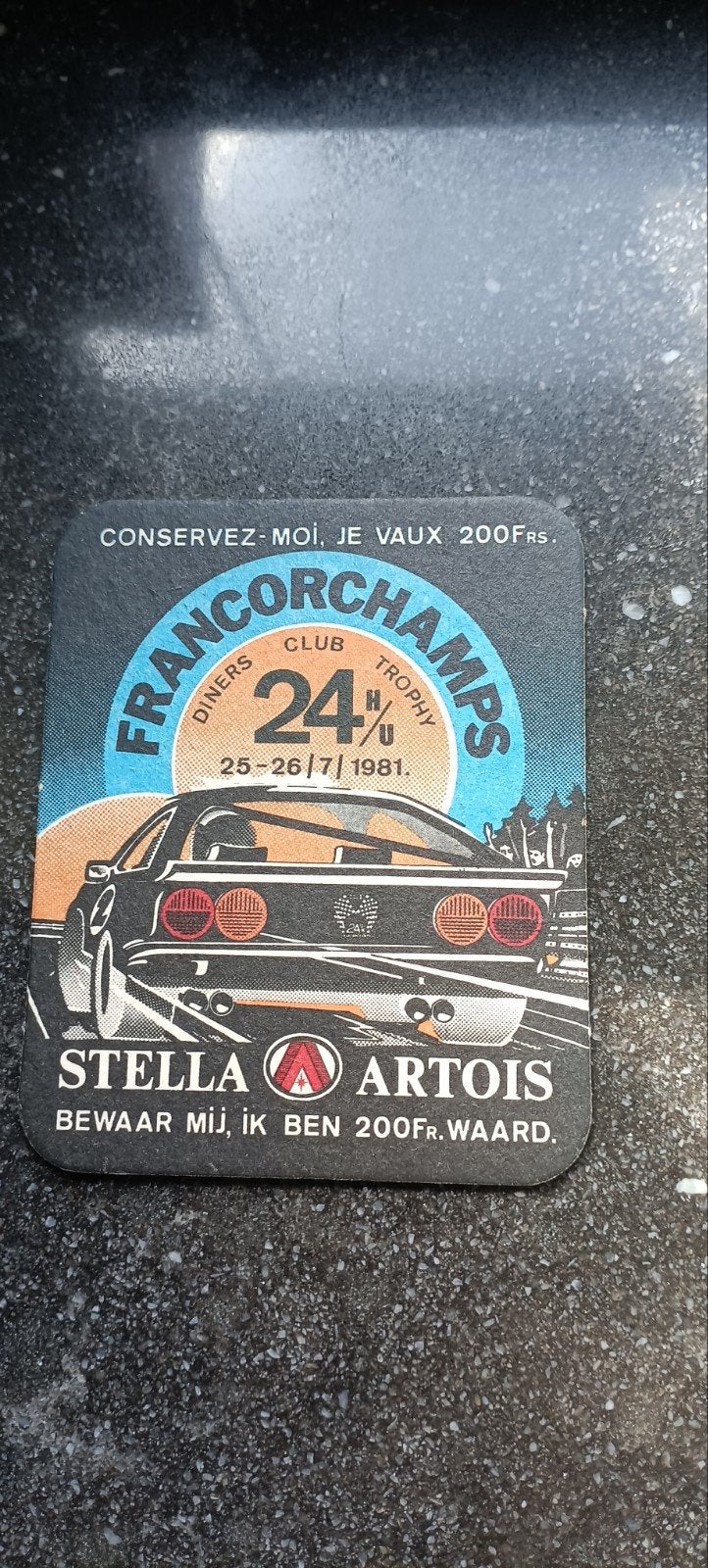 Oud bierviltje Stella Francochamps 1981, Verzamelen, Biermerken, Ophalen of Verzenden