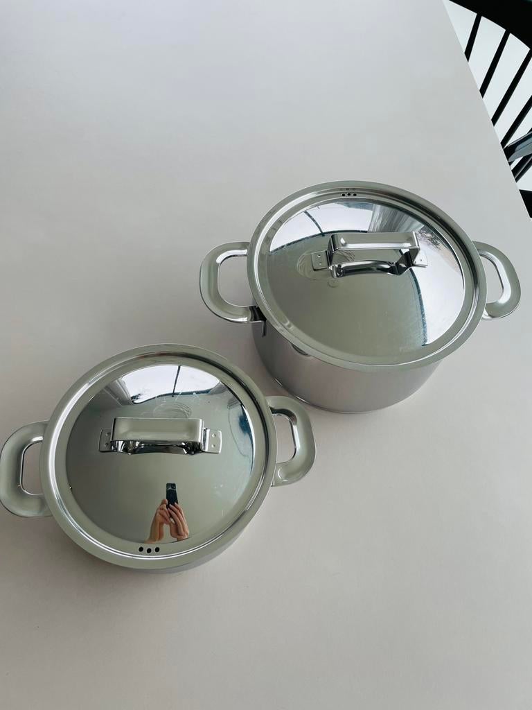 Iittala kookpotten RVS 3 stuks, Ophalen of Verzenden, Gebruikt, Pannenset, Inductieplaat