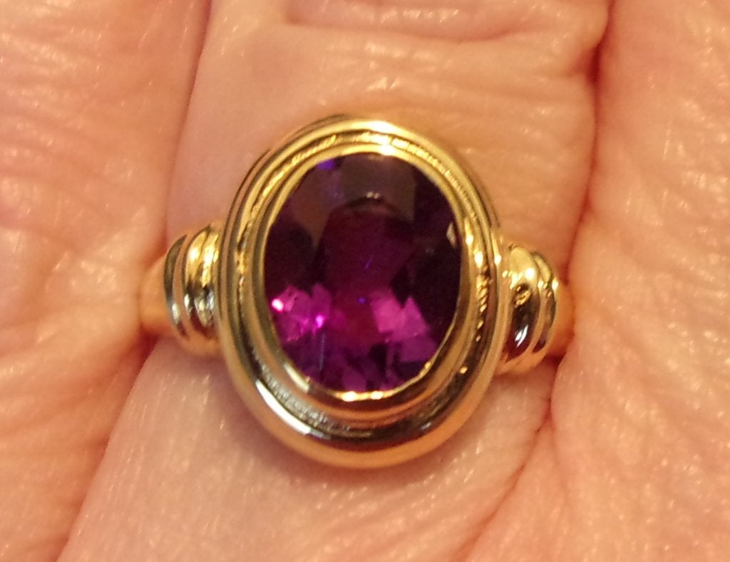 Nouvelle bague en or avec améthyste, Bijoux, Sacs & Beauté, Neuf, 18 à 19, Or, Violet