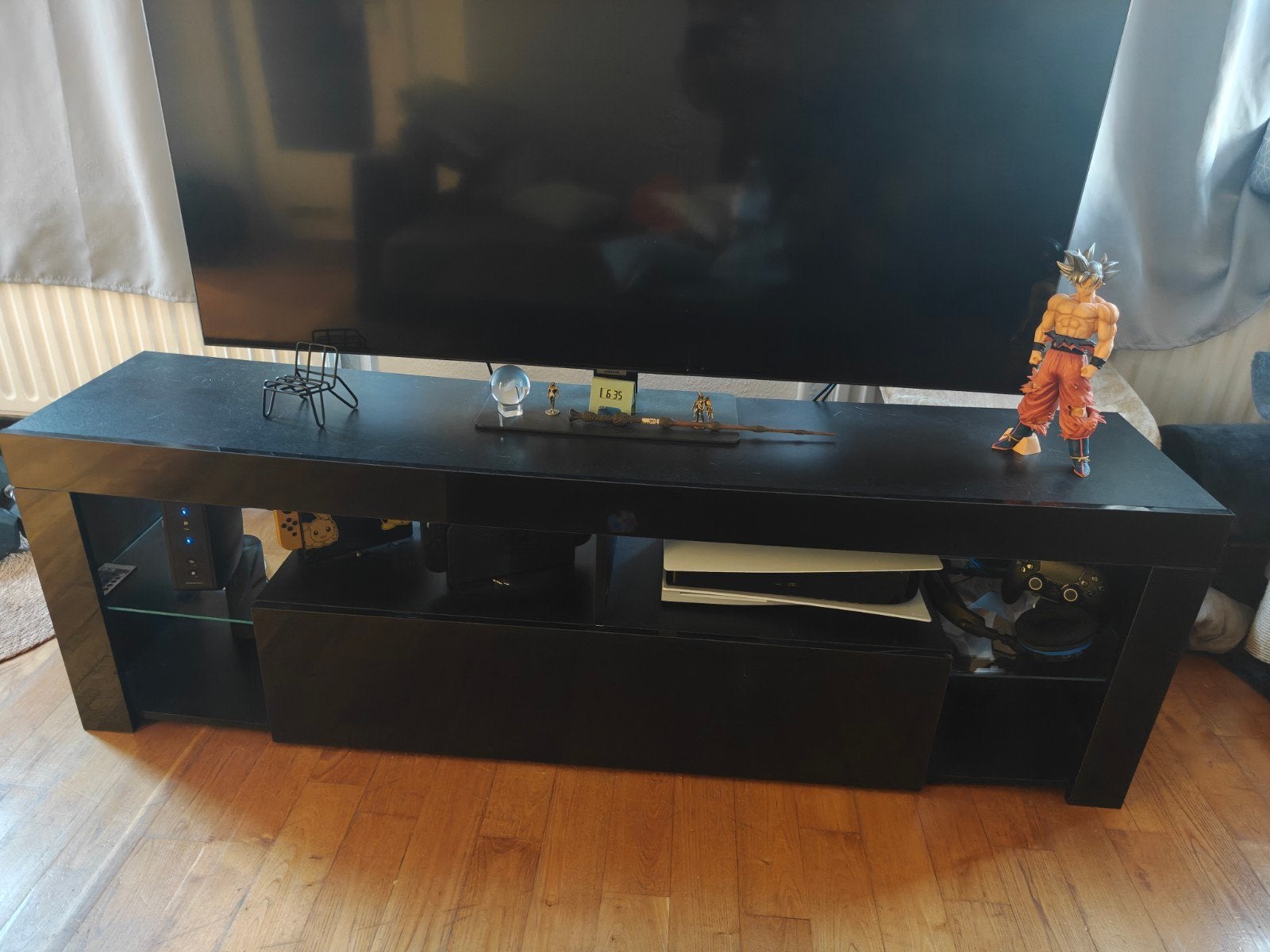 Meuble TV noir – 160 cm, Ophalen, Zo goed als nieuw, Minder dan 50 cm, Minder dan 100 cm