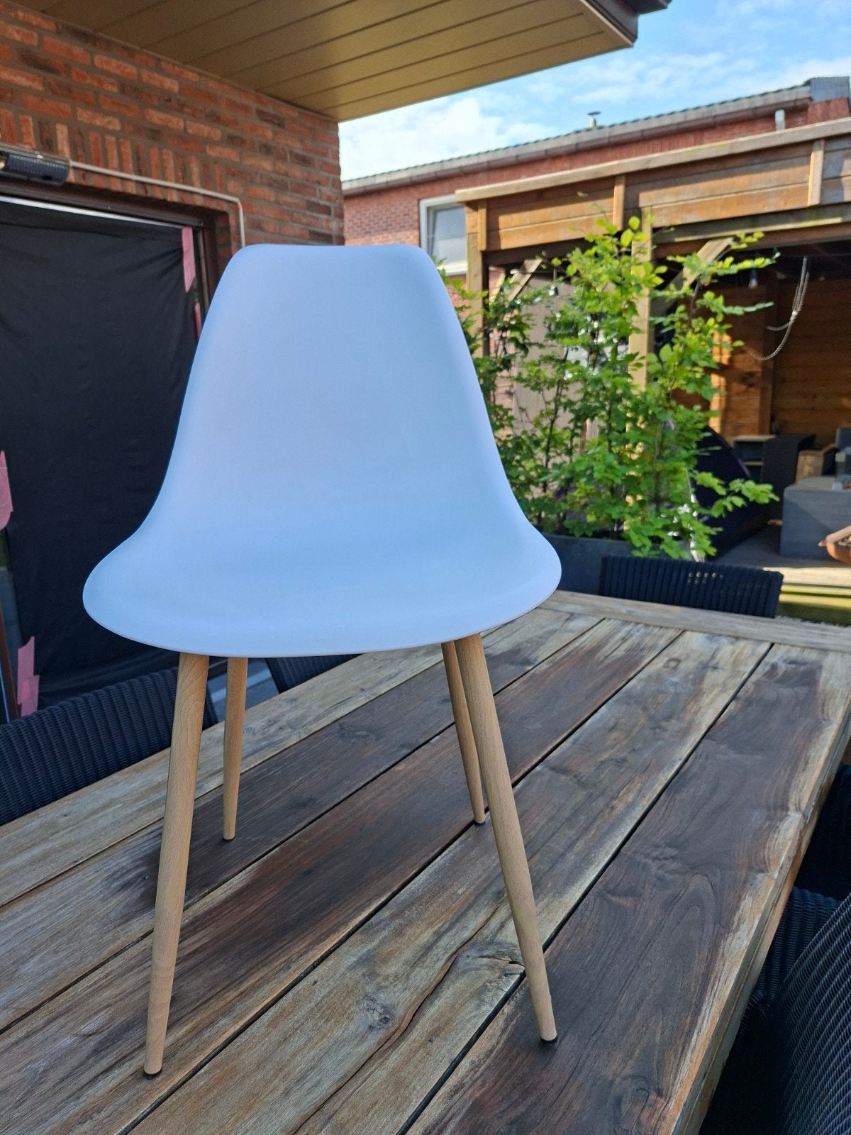 witte stoelen zo goed als nieuw 6 stuks kan ook voor buiten, Ophalen, Kunststof, Wit, Zo goed als nieuw