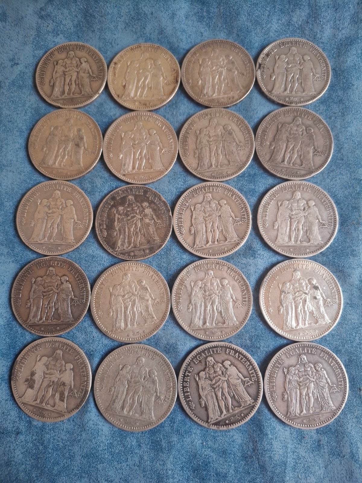 zilveren 5fr stukken Hercules, Antiek en Kunst, Antiek | Zilver en Goud, Ophalen of Verzenden