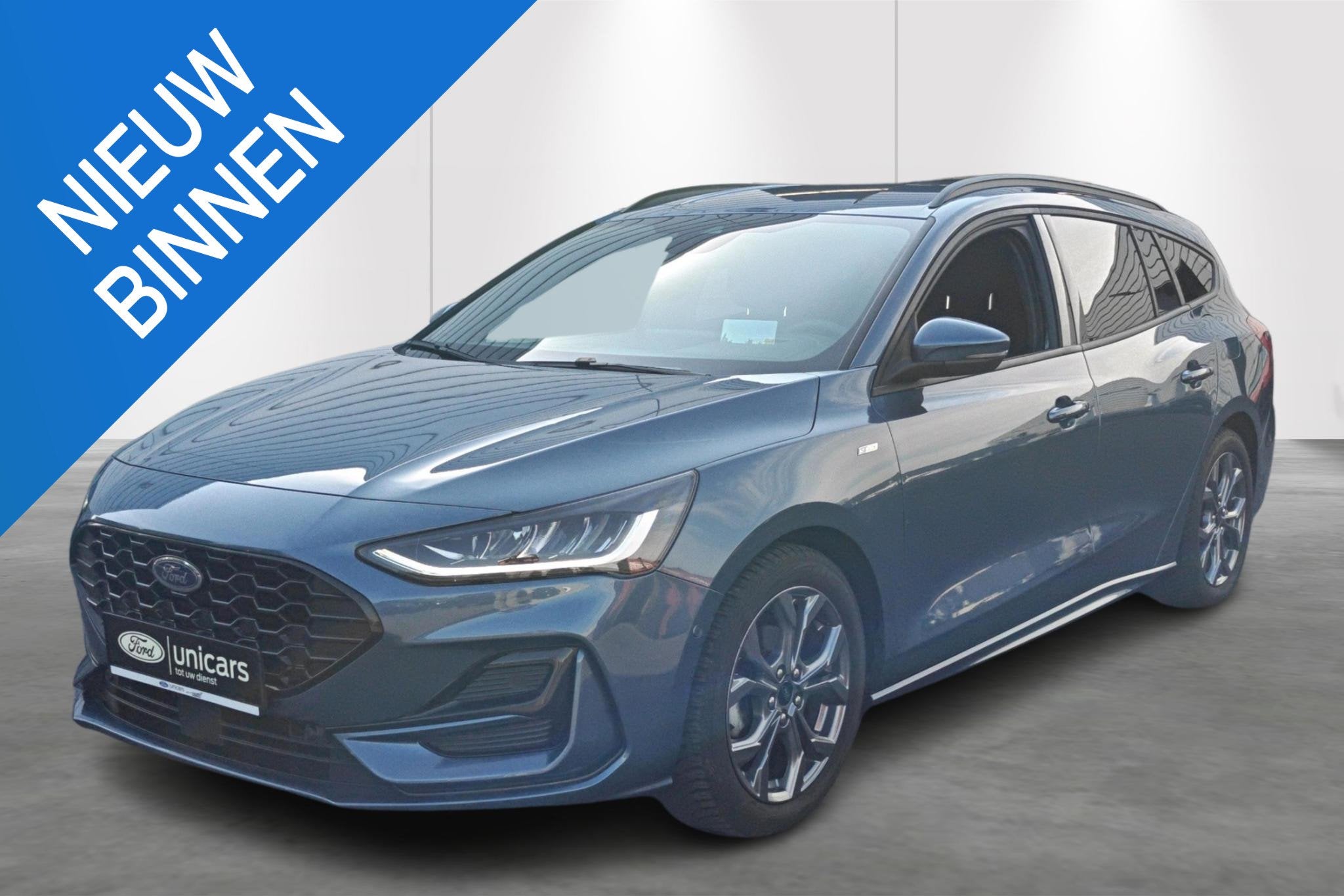 Ford Focus St-Line 1.0 Ecoboost mhev 125pk m6 Trekhaak, Auto's, Ford, 1349 kg, Stof, Gebruikt, Blauw