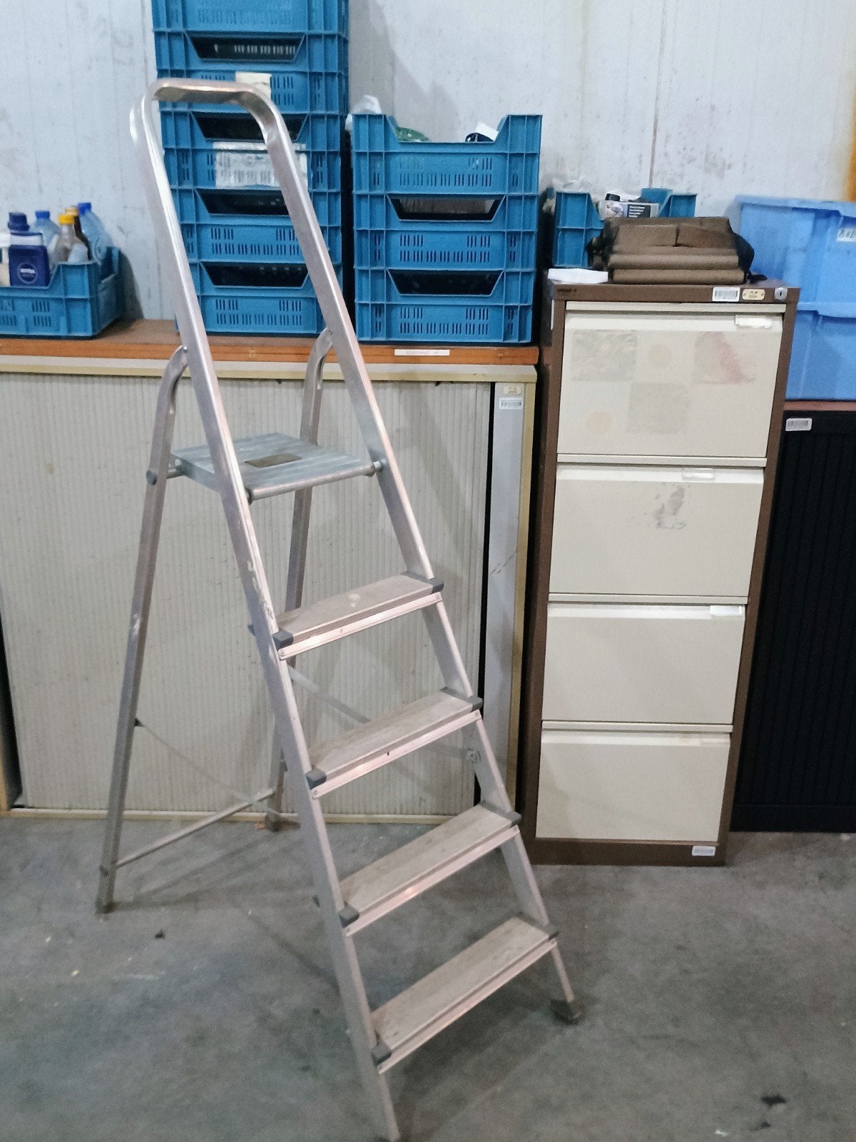 HOOGWAARDIGE ALUMINIUM LADDER MET 5 TREDEN, Doe-het-zelf en Bouw, Ophalen, Ladder