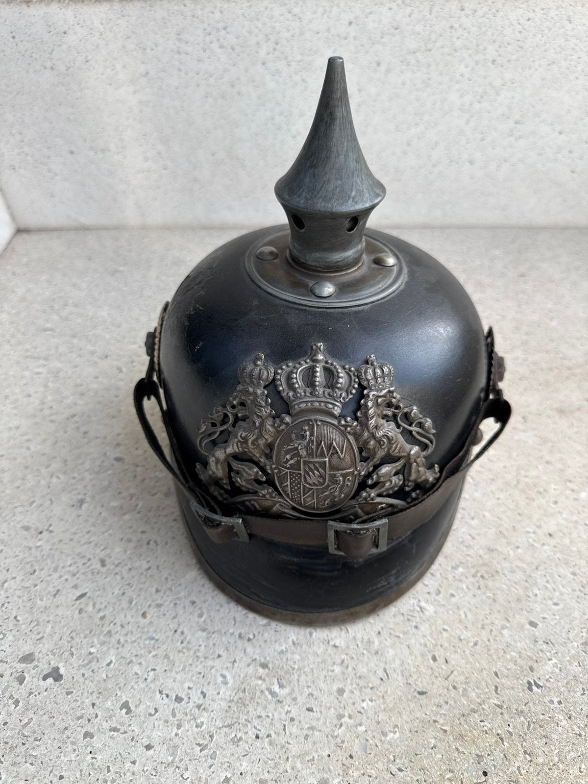 Wo1 Duitse pinhelm bayern, Verzamelen, Ophalen of Verzenden