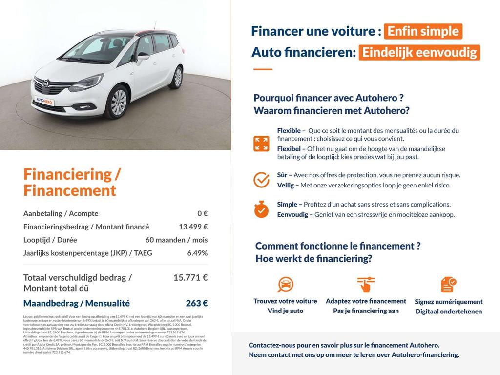 Opel Zafira Tourer 1.4 Turbo Business Innovation (bj 2018), Auto's, Gebruikt, Zwart, Wit, Leder