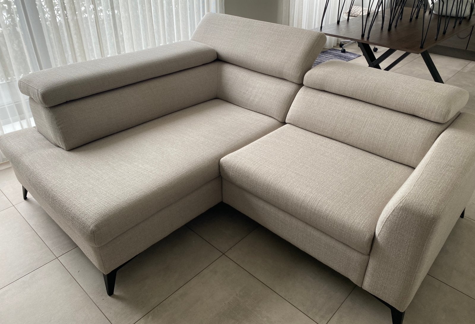 Moderne Fanton loungezetel – lichtgrijs/zandkleur, Ophalen, Zo goed als nieuw