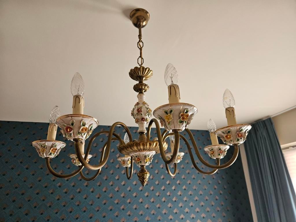 Vintage kroonluchter/luster capodimonte stijl, Huis en Inrichting, Ophalen