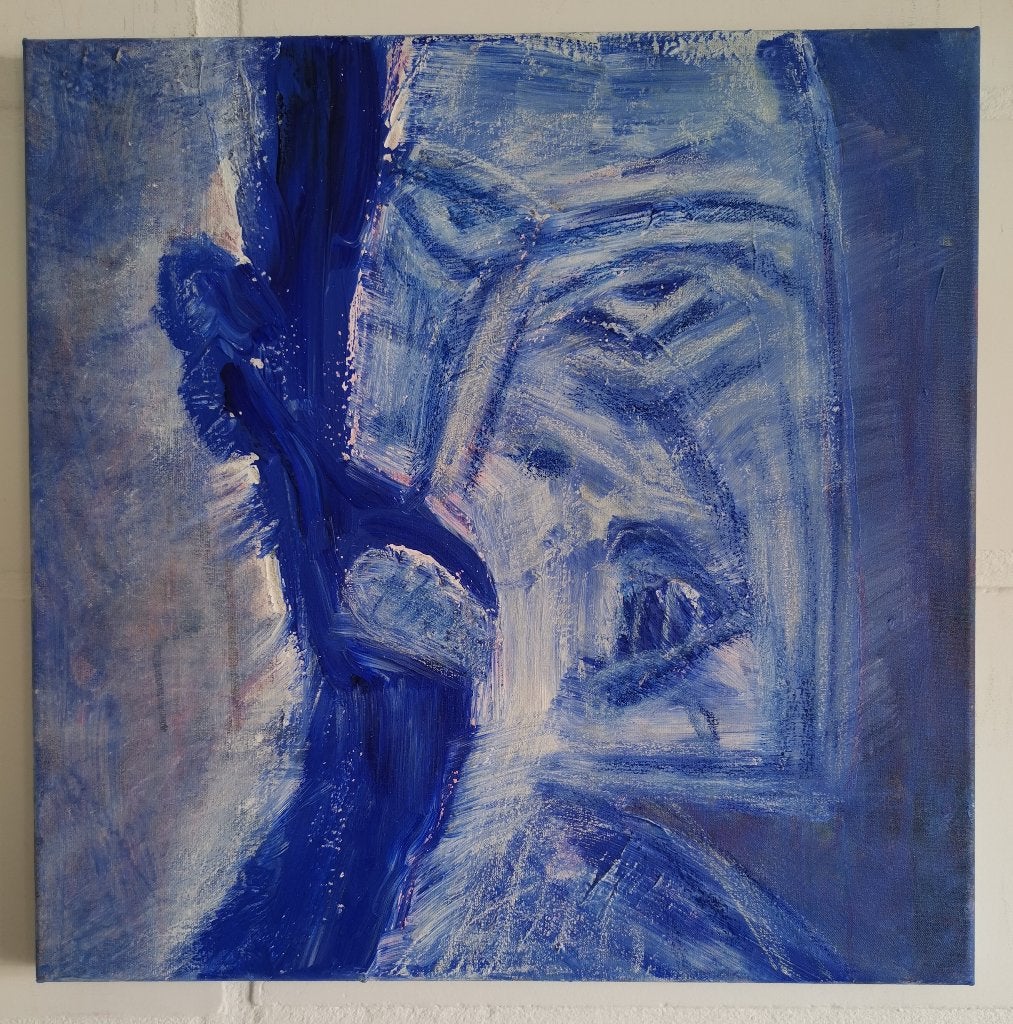 vechtscheiding, Antiek en Kunst, Ophalen, Gesigneerd, Acrylverf, Portret