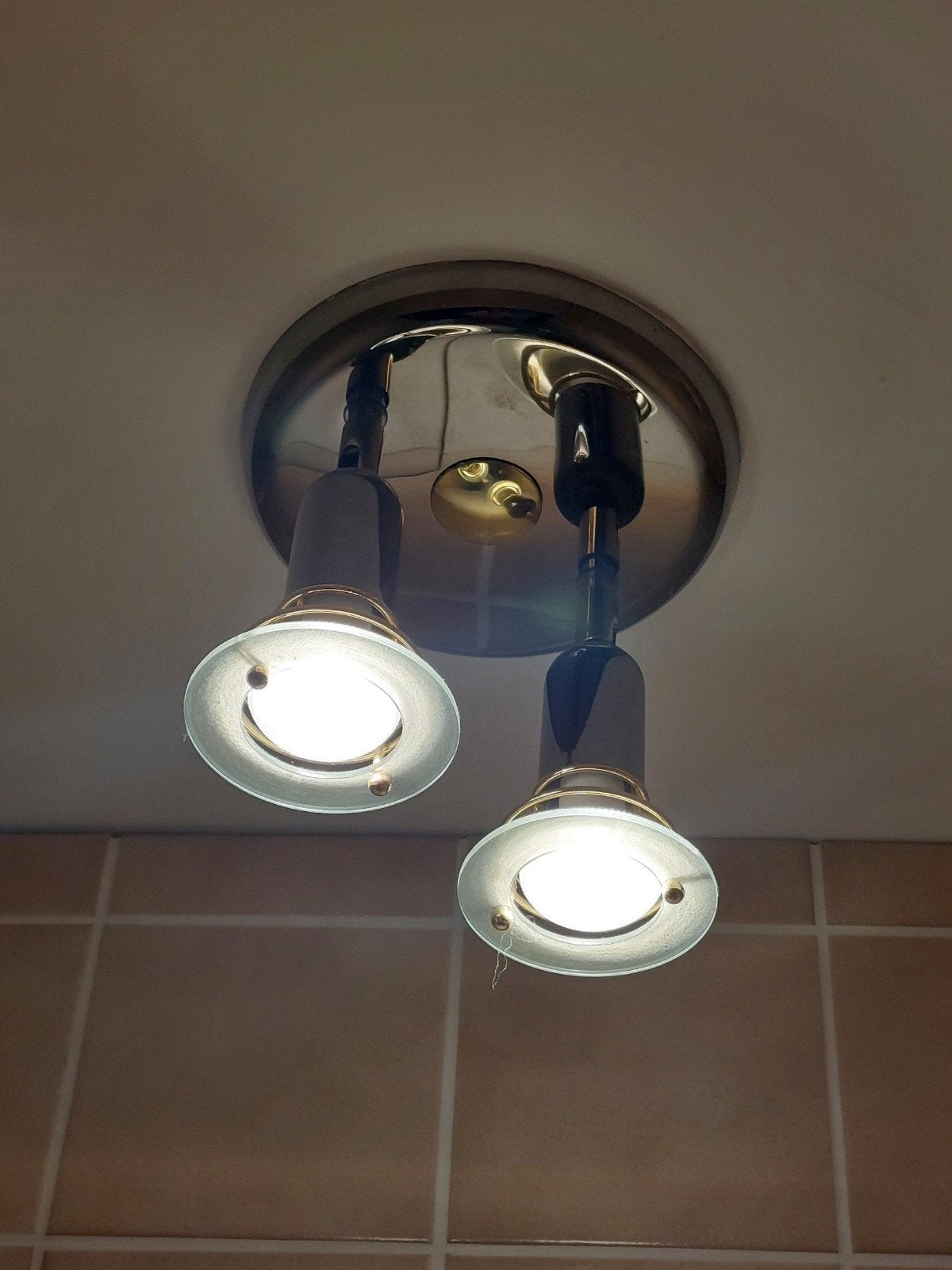 2 lichtspot in metaal glans/bruin) en glas, Enlèvement, Marron, Verre