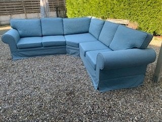 Hoeksalon (zetel) Blauw Stof ongeveer 285cm x 285cm, 75 à 100 cm, 250 à 300 cm, Banc d'angle, Quatre personnes ou plus