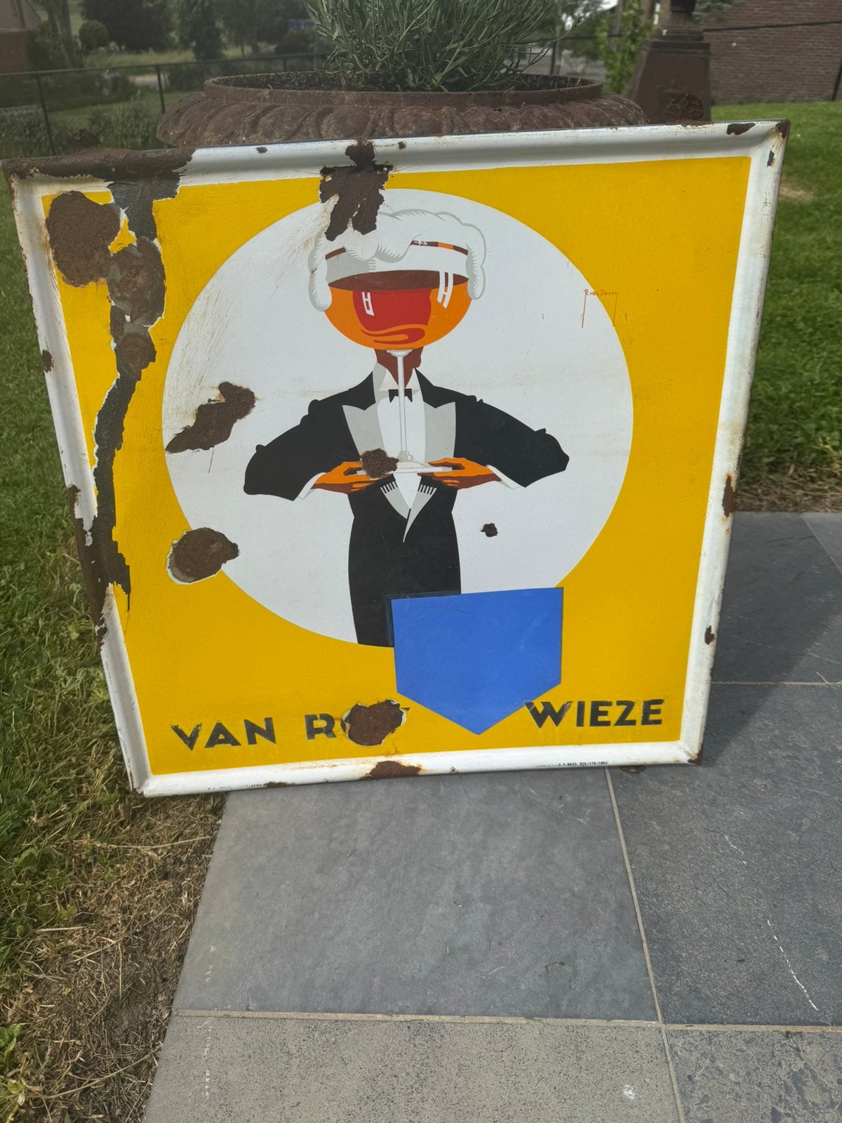 Emaille aalst wieze van roy, Enlèvement, Comme neuf, Panneau publicitaire