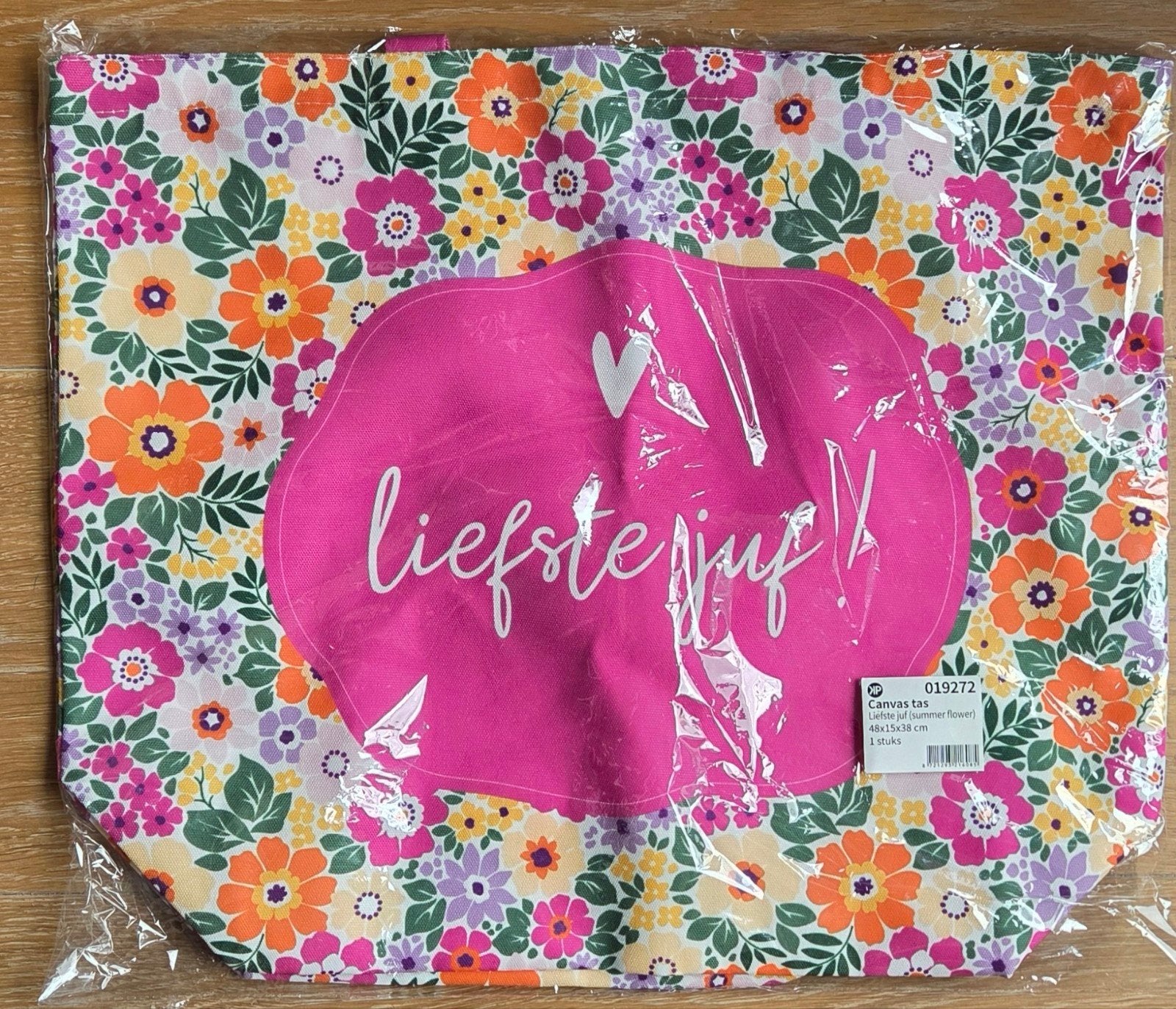 Nieuwe bloemetjes canvas zak "liefste juf", Handtassen en Accessoires, Ophalen
