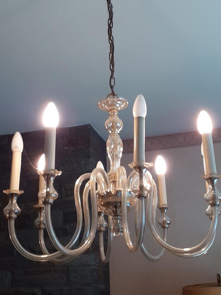Kristallen luster, Huis en Inrichting, Lampen | Kroonluchters, Ophalen, Zo goed als nieuw, Overige materialen, 8 armen