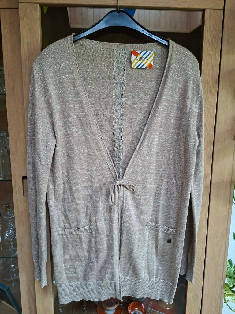Chipie Women: Beige dames gilet met gouden toets(Maat 38), Maat 38/40 (M), Beige, Chipie Women, Ophalen of Verzenden
