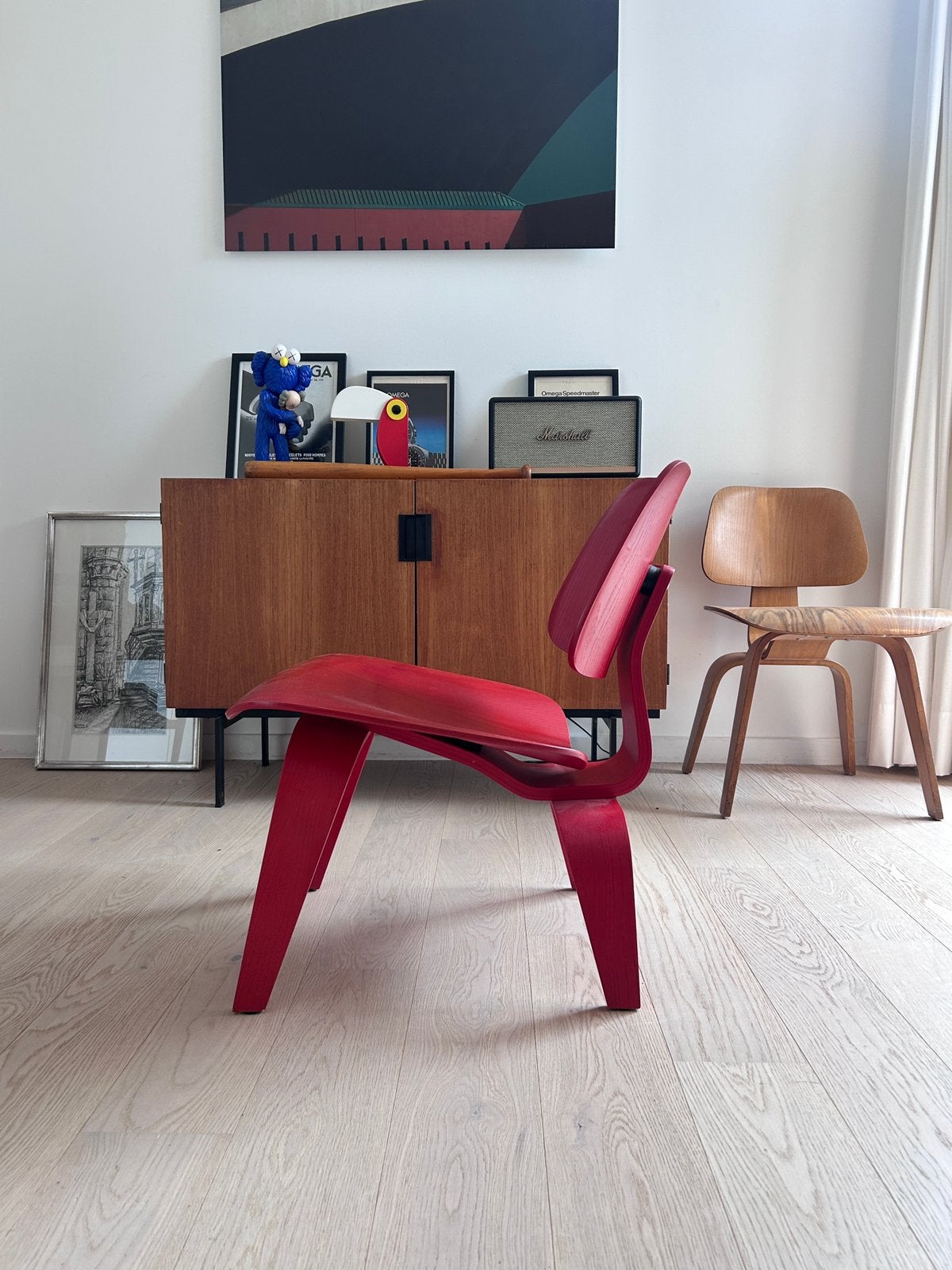 Eames LCW - Vitra - Rouge aniline - Excellent état !, Maison & Meubles, Enlèvement ou Envoi, Comme neuf, Rouge