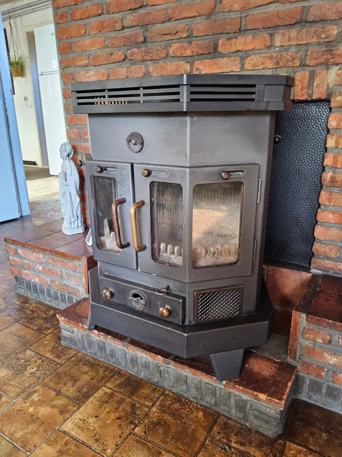 Barbus houtkachel 9kw, Huis en Inrichting, Ophalen, Gebruikt, Houtkachel, Vrijstaand