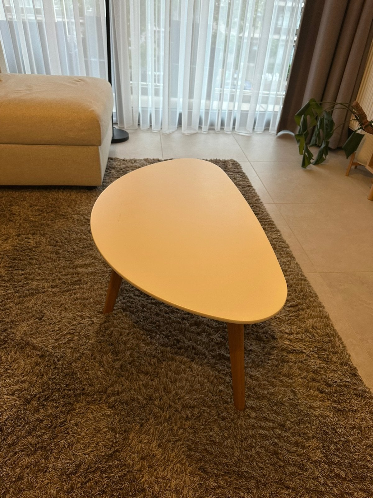 Witte Japandi salontafel, Enlèvement, Utilisé, 50 à 100 cm, Ovale