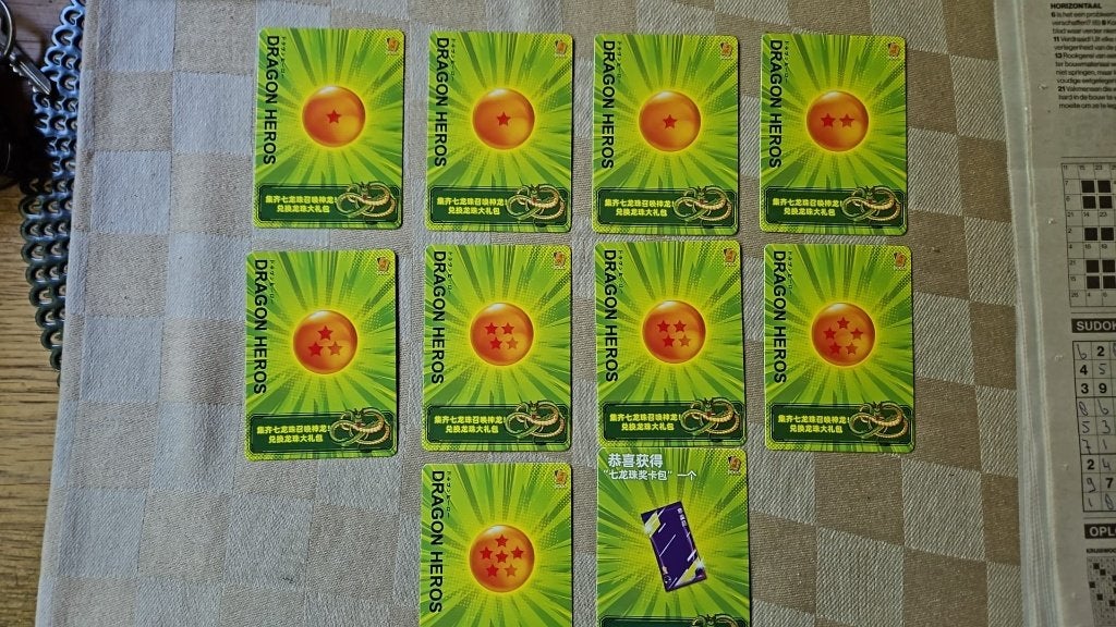 dragonball heroes cards dragon balls 1 tm 6 mogen PS, Ophalen of Verzenden, Nieuw, Meerdere kaarten