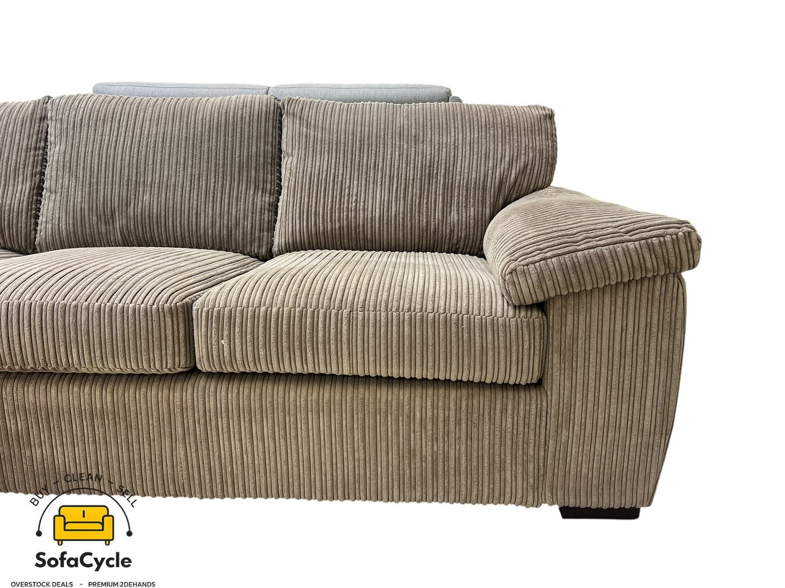 Chaise d'angle côtelée marron, coin L — overstock, Neuf, Enlèvement ou Envoi, SofaCycle, Info@sofacycle.be