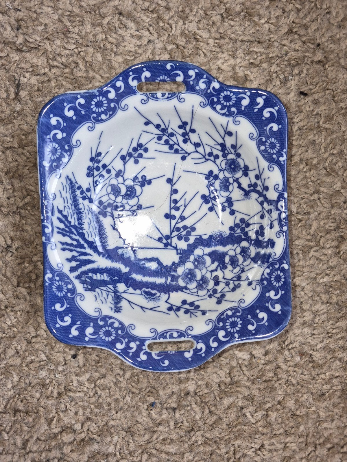 vintage blauw-witte japanse porseleinen schaal, Ophalen of Verzenden