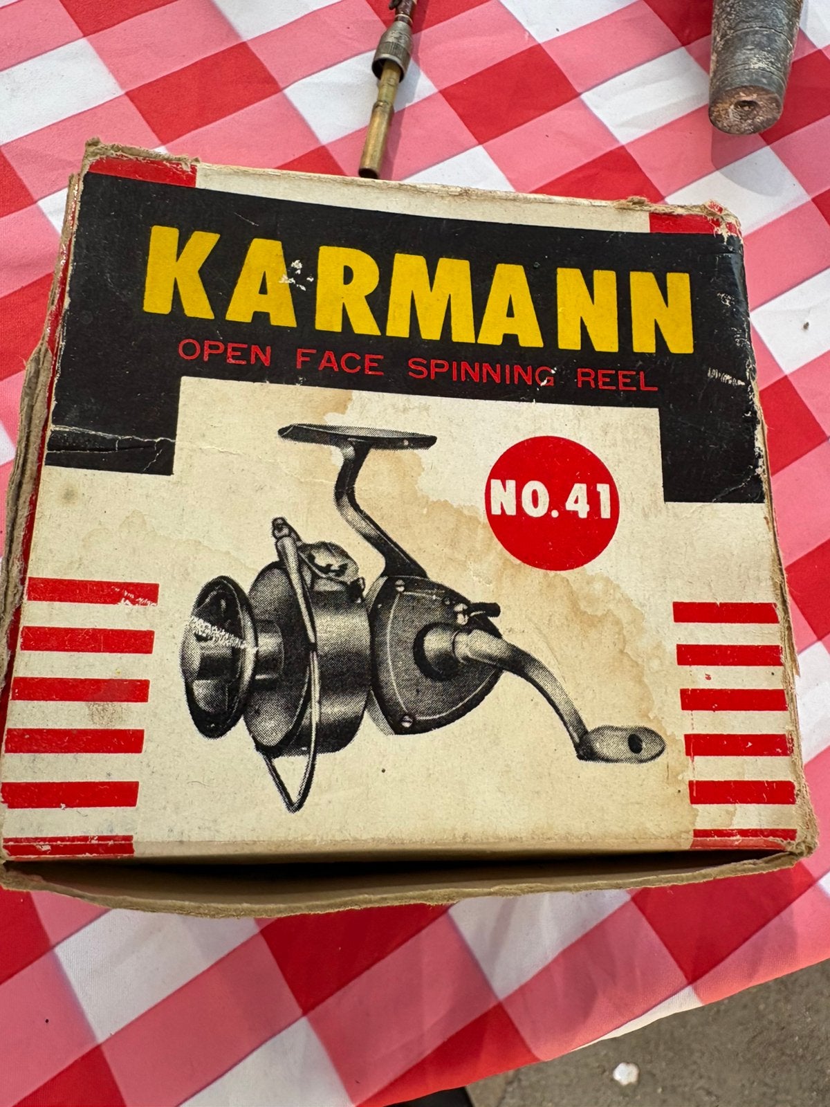 Vintage nieuwe spinmolen Karrman nr 41 van de serie, Watersport en Boten, Hengelsport | Algemeen, Ophalen, Zo goed als nieuw