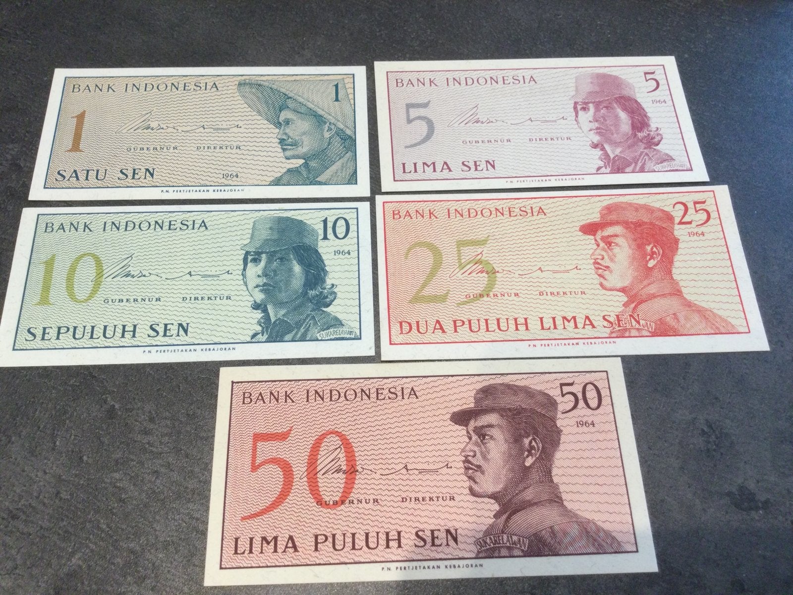 Indonesië 5 verschillende bankbiljetten FDC, Ophalen of Verzenden, Bankbiljetten