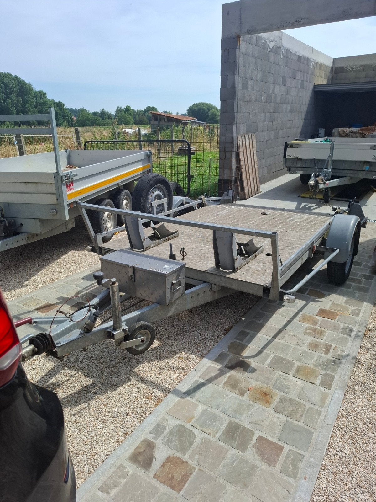 Motoremorque plateau 750kg geremd, Ophalen