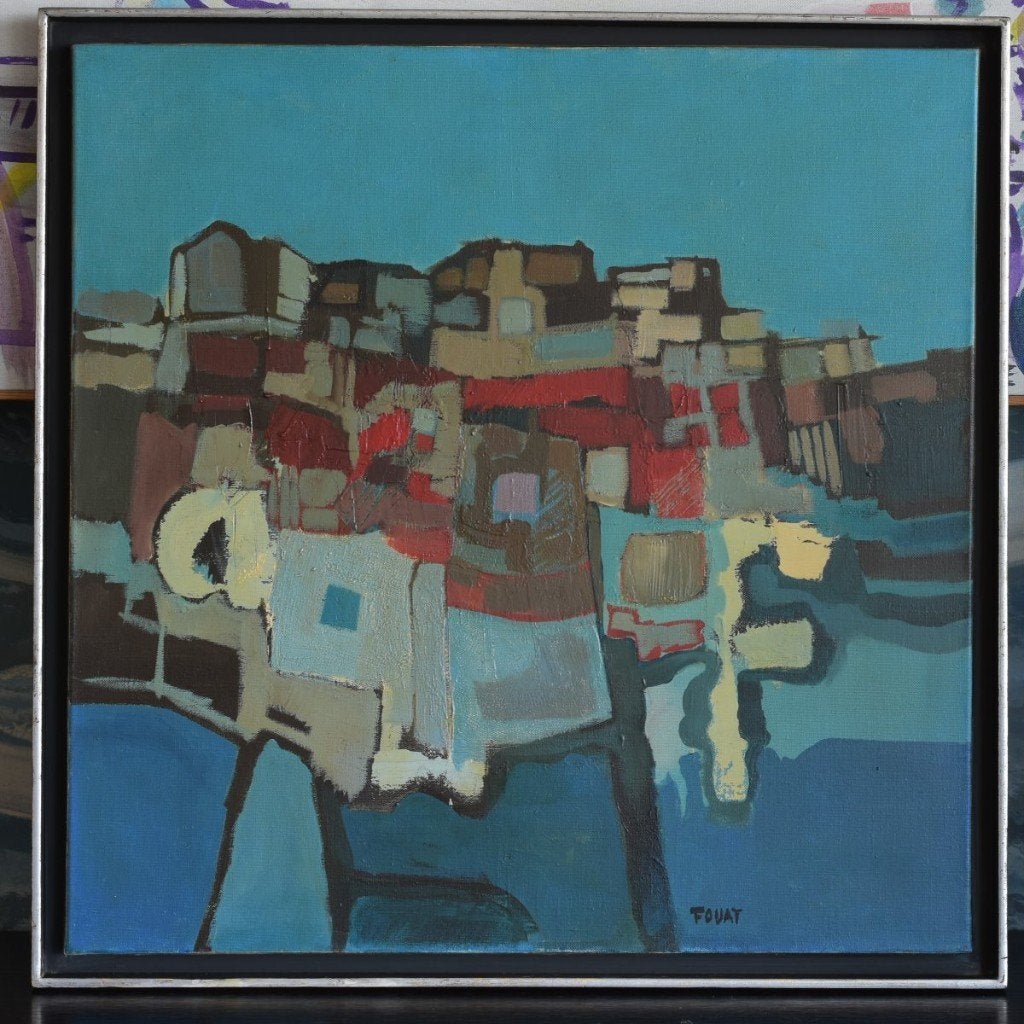 Michel FOUAT (1939) — Abstracte compositie - 1975, Antiek en Kunst, Abstract, Ophalen of Verzenden, Olieverf, Handgeschilderd