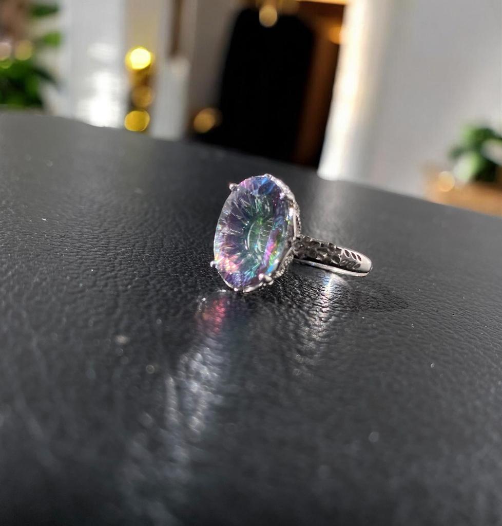 Bague en cristal Mystic en argent 925, Bijoux, Sacs & Beauté, Bagues, Neuf, Enlèvement ou Envoi, Avec cristal, Femme