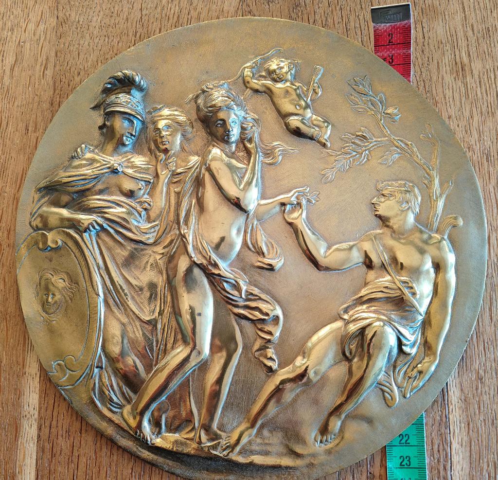 Jugement de Paris, plaque en bronze, fin du XIXe siècle, Antiquités & Art, Curiosités & Brocante, Enlèvement