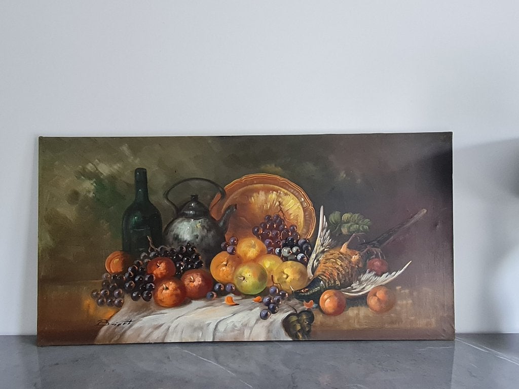 Zeer mooi schilderij op doek - stilleven, Ophalen of Verzenden, Stilleven, Doek
