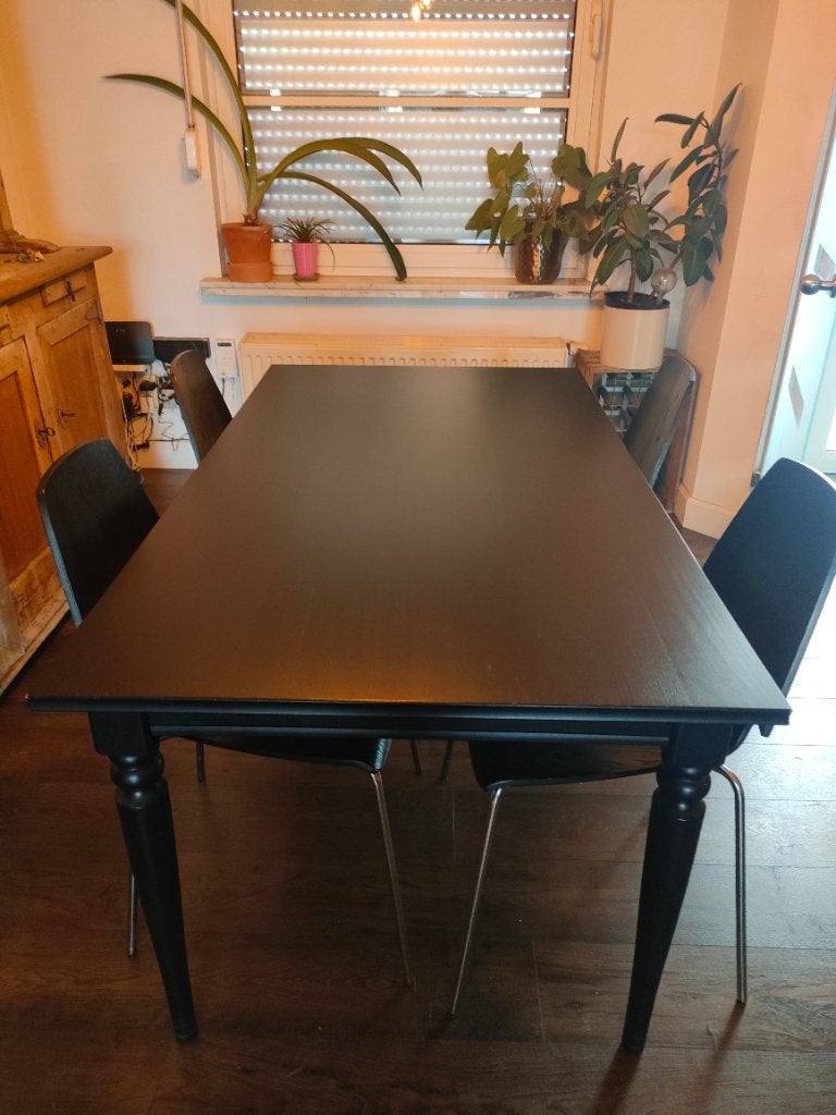 Tafel met 6 stoelen, Ophalen, 50 tot 100 cm, Zo goed als nieuw, Vijf personen of meer