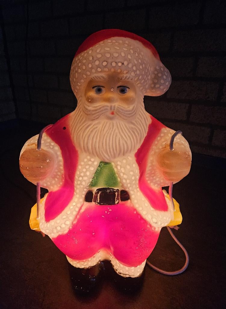 Vintage lichtgevende hangende Kerstman / Santa Claus - 49cm, Ophalen of Verzenden, Gebruikt