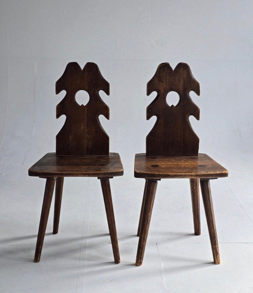 2 X Brutalistische ‘Arts & Crafts’-stoelen, Antiek en Kunst, Ophalen