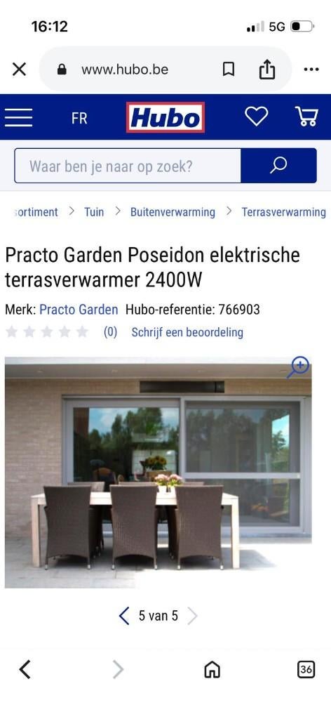 Practo Garden Poseidon Elektrische terrasverwarmer, Ophalen, Zo goed als nieuw, Elektrisch, Plafond