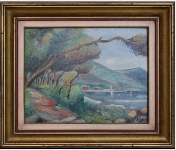huile sur panneau paysage signe amedee lynen, Antiquités & Art, Art | Peinture | Classique, Enlèvement ou Envoi, Paysage, Panneau