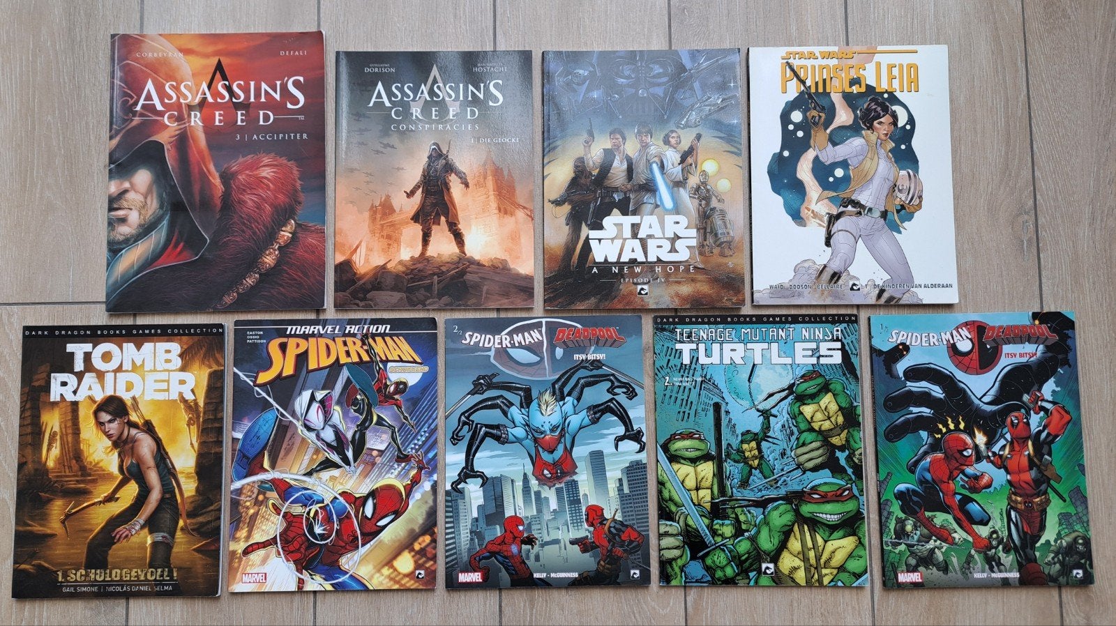 strips: Spiderman/Turtles/ star wars / Assassin's/ tomb raid, Enlèvement ou Envoi, Comme neuf