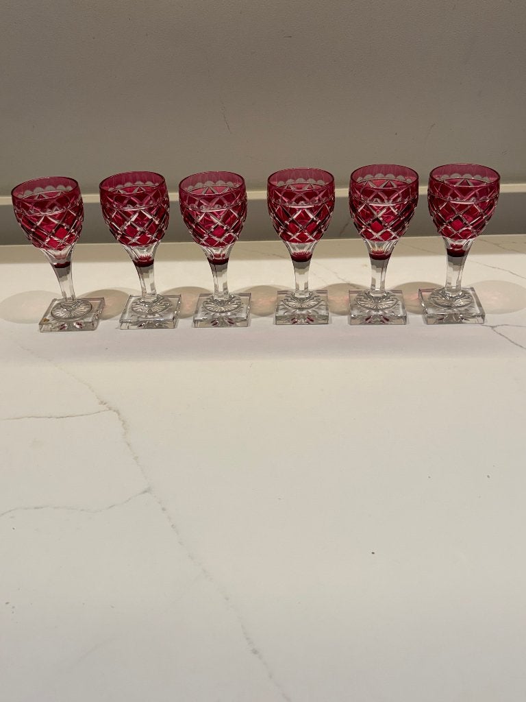 7 verres Ruby Val Saint Lambert Sainte Hélène, Enlèvement ou Envoi